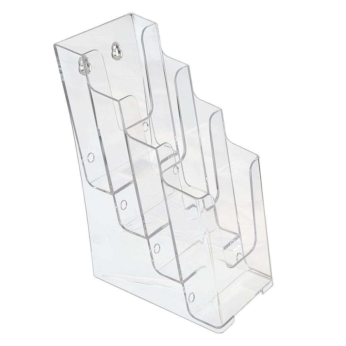 Brochure & Pamphlet Holder | Multi-Compartment | 4" Wide Material | Clear - Eddie's Hang-Up Display Ltd.