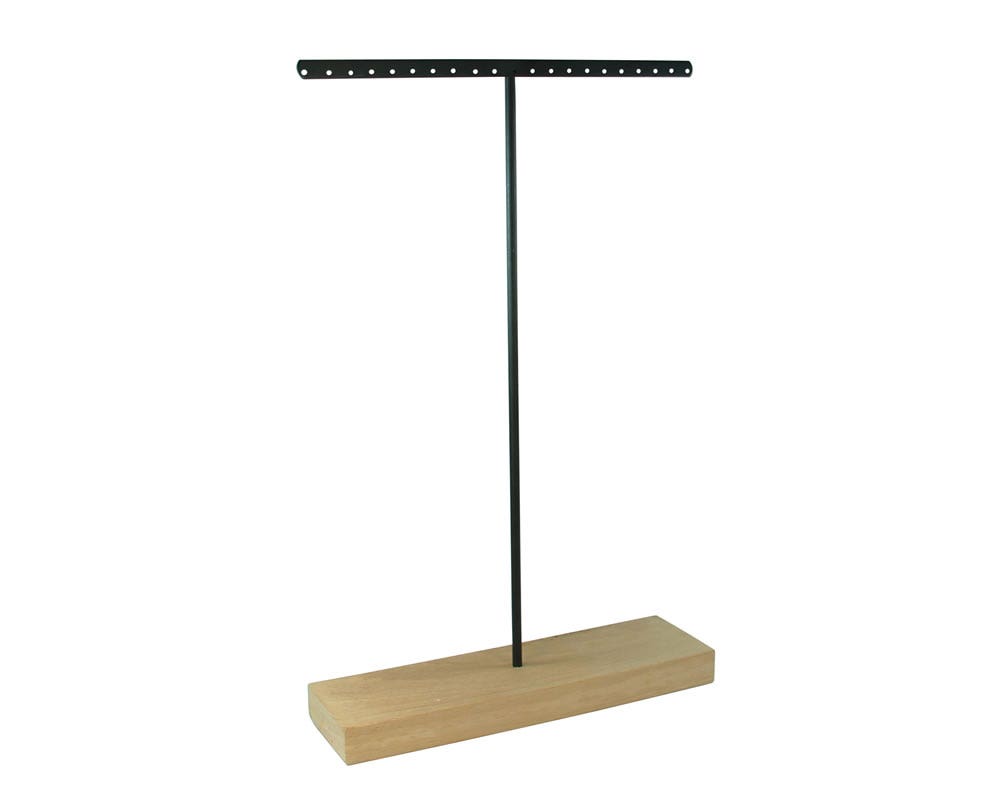 Single T Bar With Wooden Base - Eddie's Hang-Up Display Ltd.
