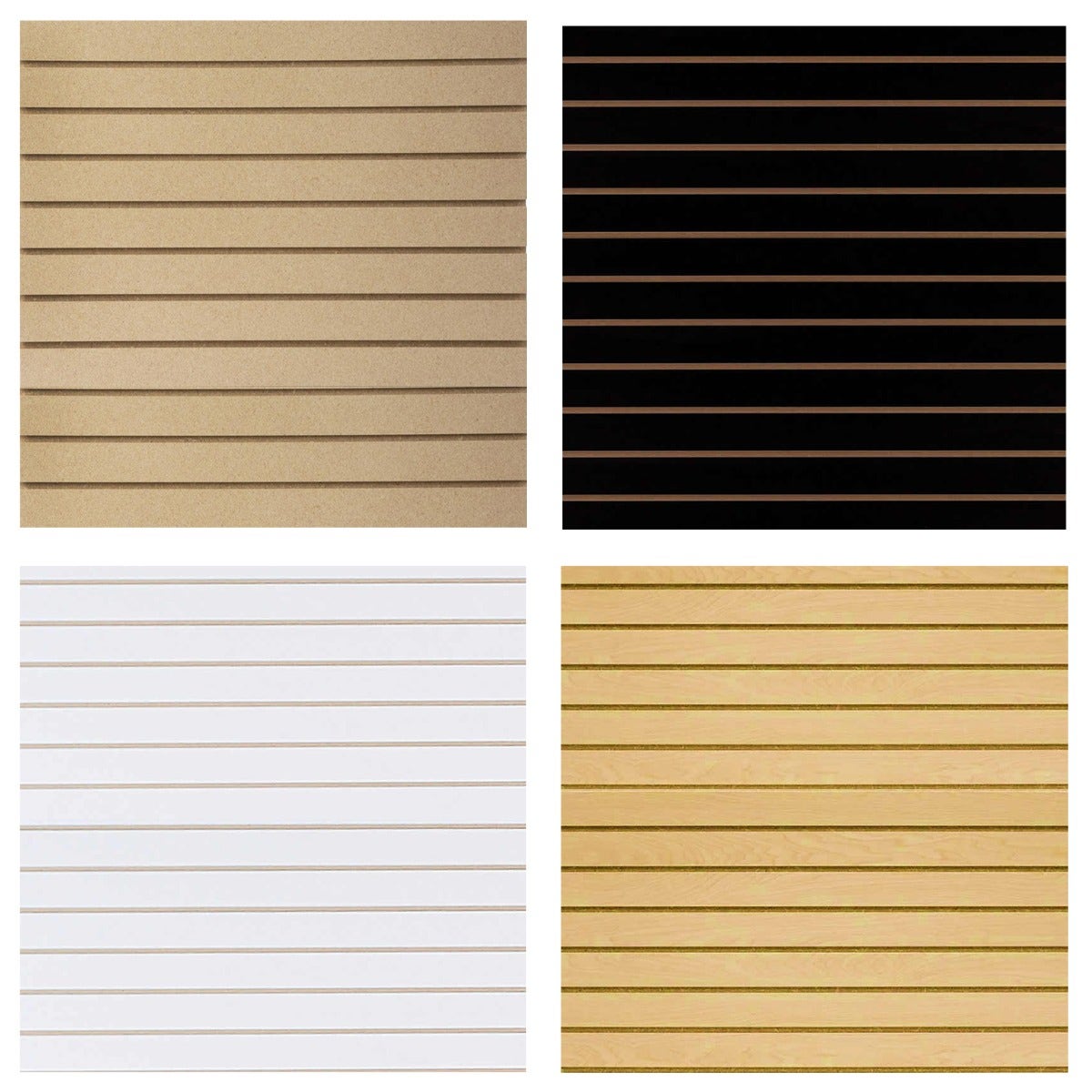 Composite image of  available colours of mdf slatwall