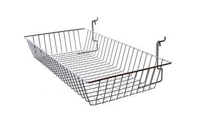 Slatwall & Gridwall Wire Basket | 12” x 24” x 4” - Eddie's Hang-Up Display Ltd.