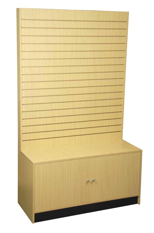 Slatwall Wall Gondolas with Cabinet - Eddie's Hang-Up Display Ltd.