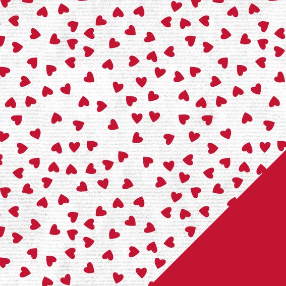 Red Hearts & Solid Red Kraft Gift Wrap