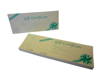 Gift Certificate Booklet Green Bow Design Eddie #39 s Hang Up Display Ltd Gift Certificate Booklet Green Bow Design Eddie #39 s Hang Up Display Ltd