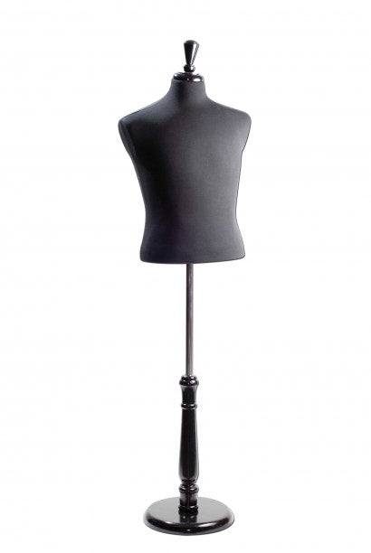 Black Male Dress Form | Adjustable | Tall Wooden Base