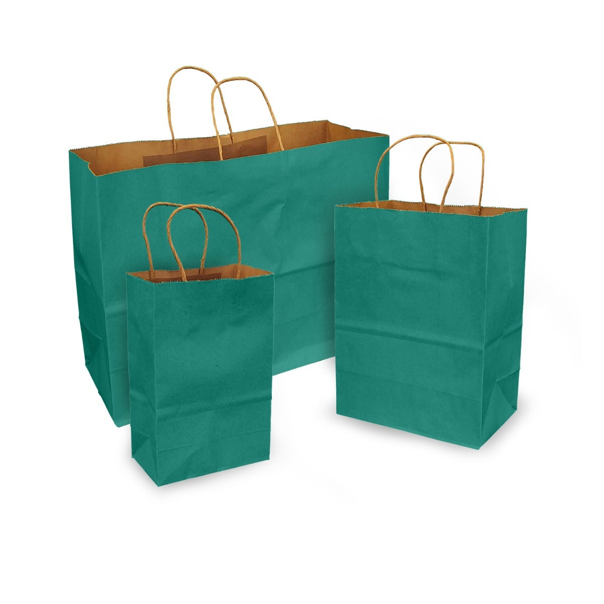 Aqua Teal 100% Recycled Kraft Paper Bags With Handles - Eddie's Hang-Up Display Ltd.