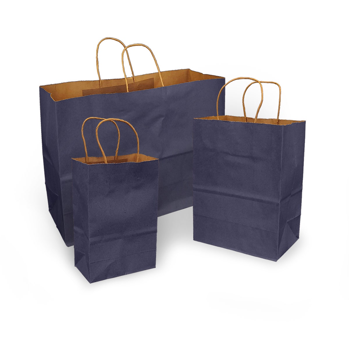 Navy Blue 100% Recycled Kraft Paper Bags With Handles - Eddie's Hang-Up Display Ltd.