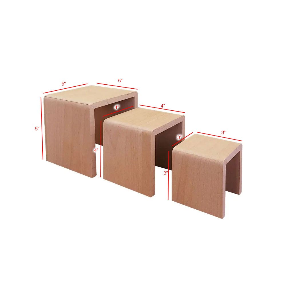 Wood Display Risers | Set of 3 | Square | Small - Eddie's Hang-Up Display Ltd.