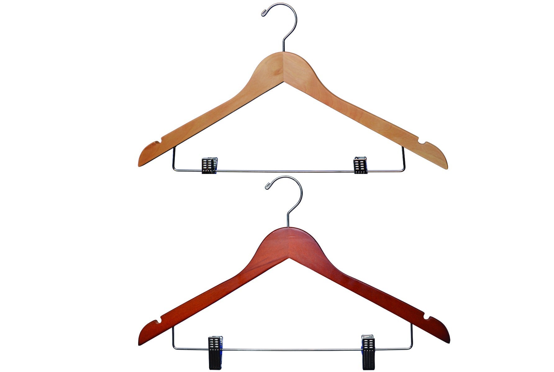 Wooden Suit Hangers with Clips | Flat | 100 Pk