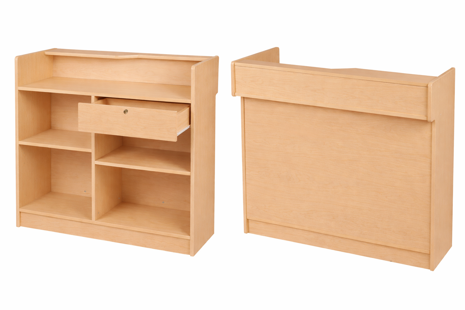 Maple reception counter on a white background
