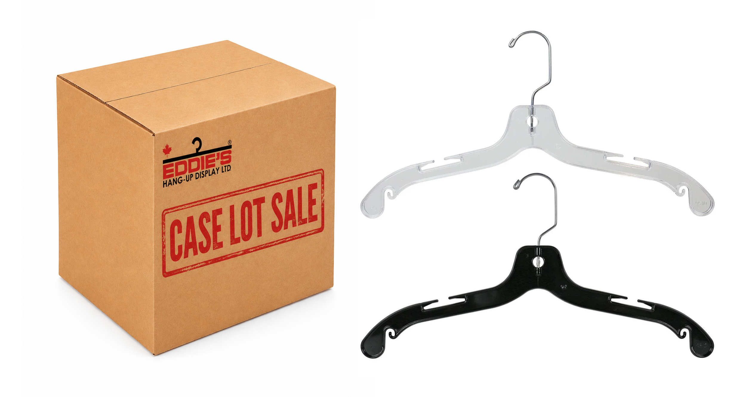 17" Heavy Weight Top Hangers | Clear & Black | 100 Per Case - Eddie's Hang-Up Display Ltd.