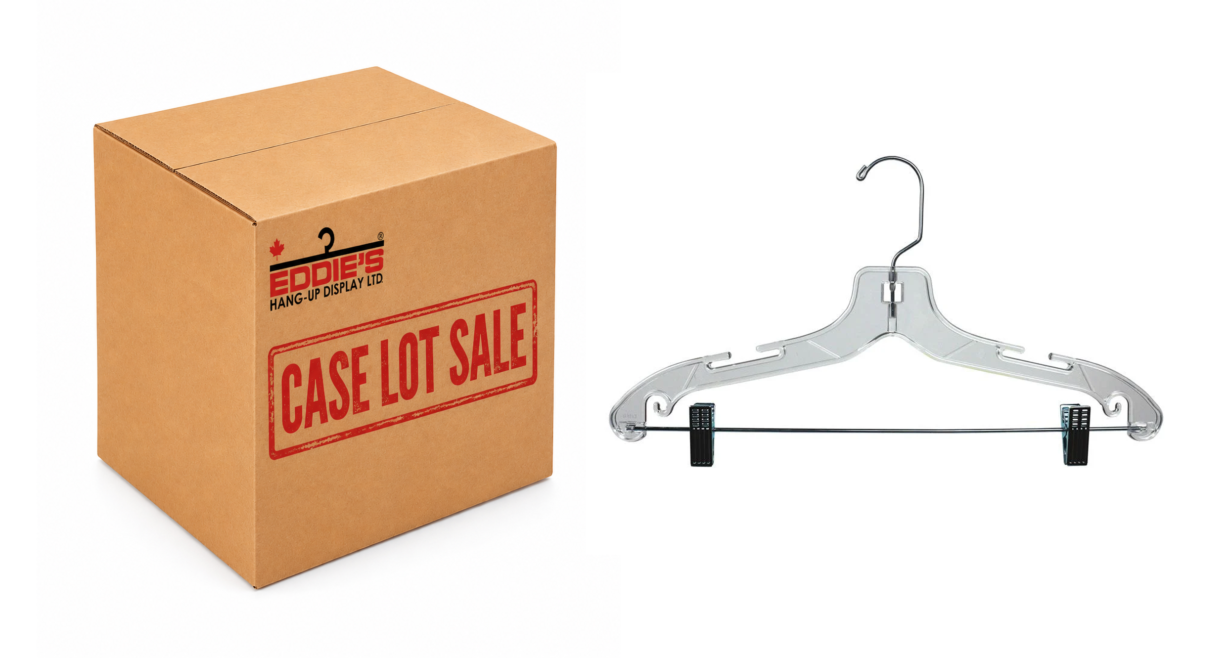 17" Heavy Weight Suit Hanger | Clear | Case of 100 - Eddie's Hang-Up Display Ltd.