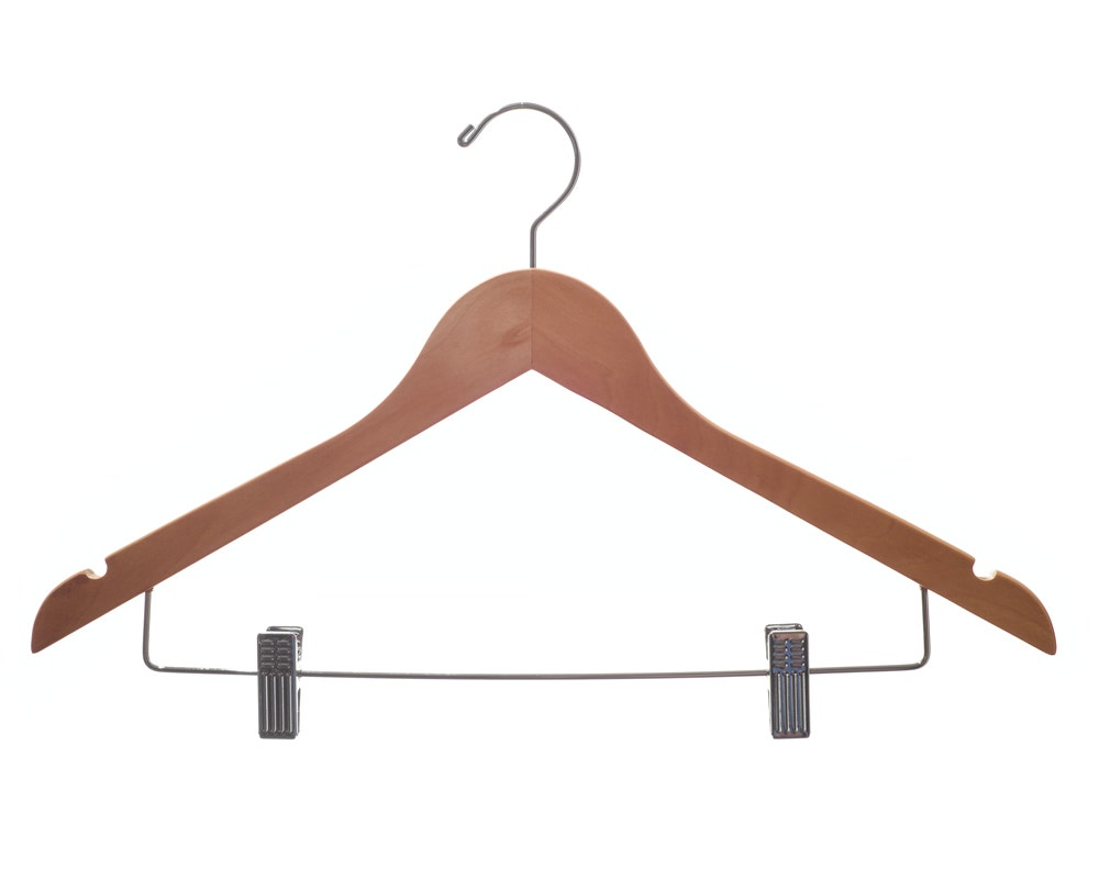 Wooden Suit Hangers with Clips | Flat | 100 Pk - Eddie's Hang-Up Display Ltd.