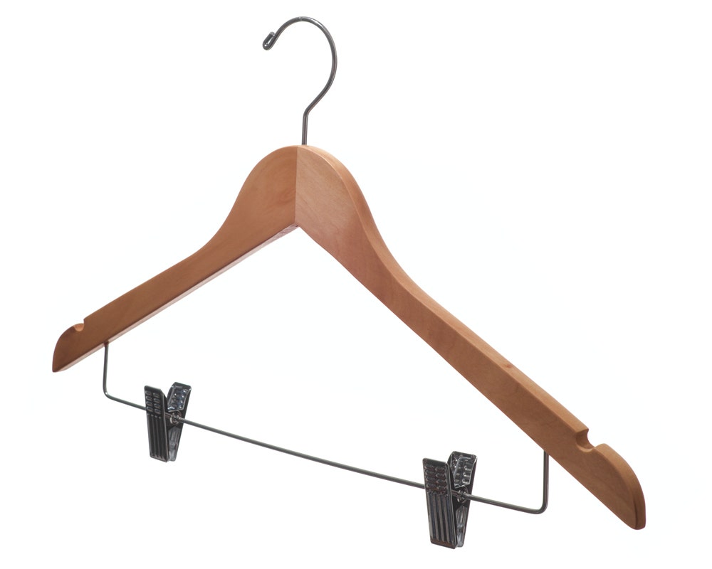 Wooden Suit Hangers with Clips | Flat | 100 Pk - Eddie's Hang-Up Display Ltd.