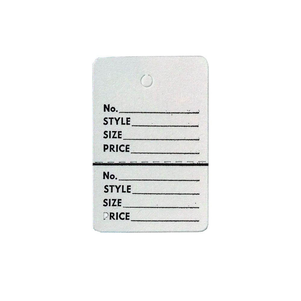 Small White Stringless Tags | 2 Part |1000 Pack - Eddie's Hang-Up Display Ltd.