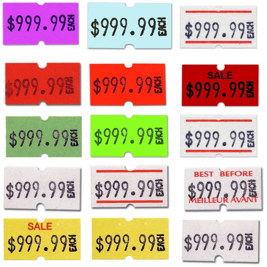 MX 5500 Plus Labels | 1 Line 8 Characters | Roll of 1000 - Eddie's Hang-Up Display Ltd.