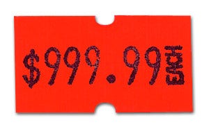MX 5500 Plus Labels | 1 Line 8 Characters | Roll of 1000 - Eddie's Hang-Up Display Ltd.