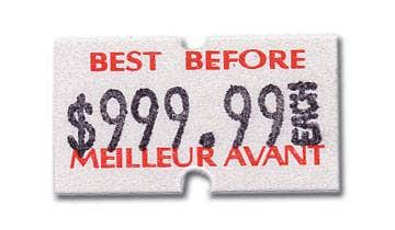 MX 5500 Plus Labels | 1 Line 8 Characters | Roll of 1000 - Eddie's Hang-Up Display Ltd.