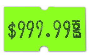 MX 5500 Plus Labels | 1 Line 8 Characters | Roll of 1000 - Eddie's Hang-Up Display Ltd.