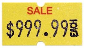 MX 5500 Plus Labels | 1 Line 8 Characters | Roll of 1000 - Eddie's Hang-Up Display Ltd.