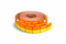 Roll of red and yellow 'SALE' price tags on a white background