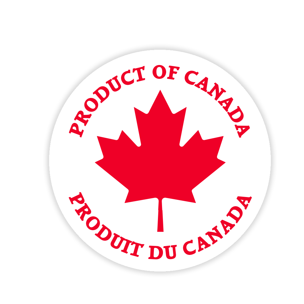 "PRODUCT OF CANADA" Sticker / Label | 1000 Per Roll - Eddie's Hang-Up Display Ltd.