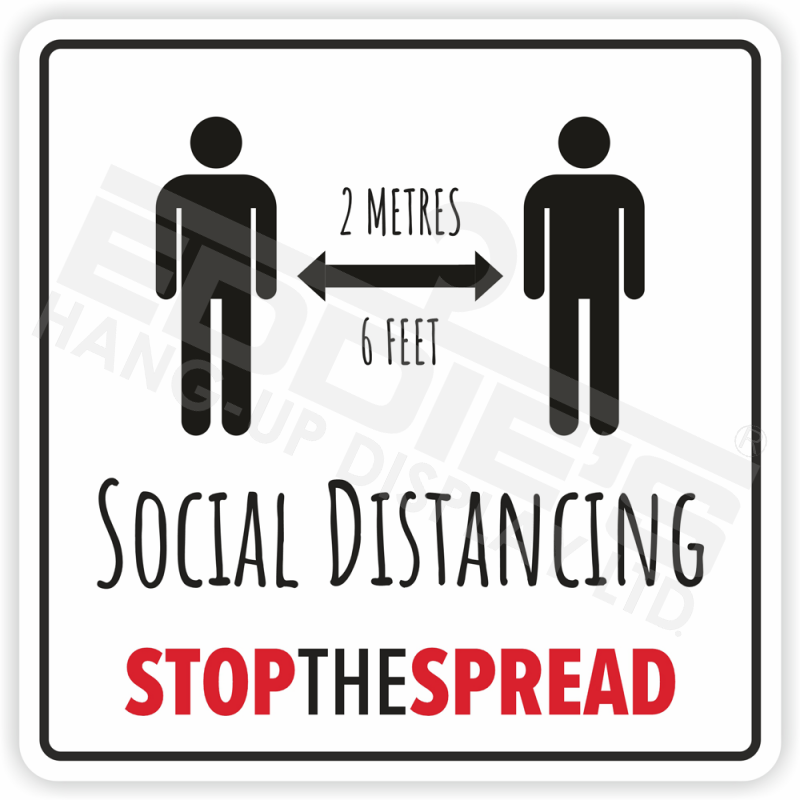 Social Distancing' Signs/ Decals | 4 Per Pack - Eddie's Hang-Up Display Ltd.