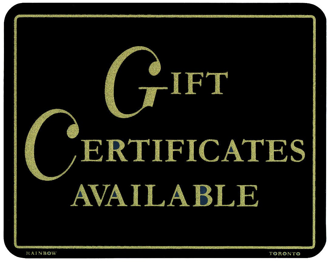 Plastic Single-Sided Policy Cards | "Gift Certificates Available" - Eddie's Hang-Up Display Ltd.