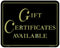 Plastic Single-Sided Policy Cards | "Gift Certificates Available" - Eddie's Hang-Up Display Ltd.