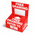 Red box with 'Free Drawing' and 'Enter to Win' text on a white background