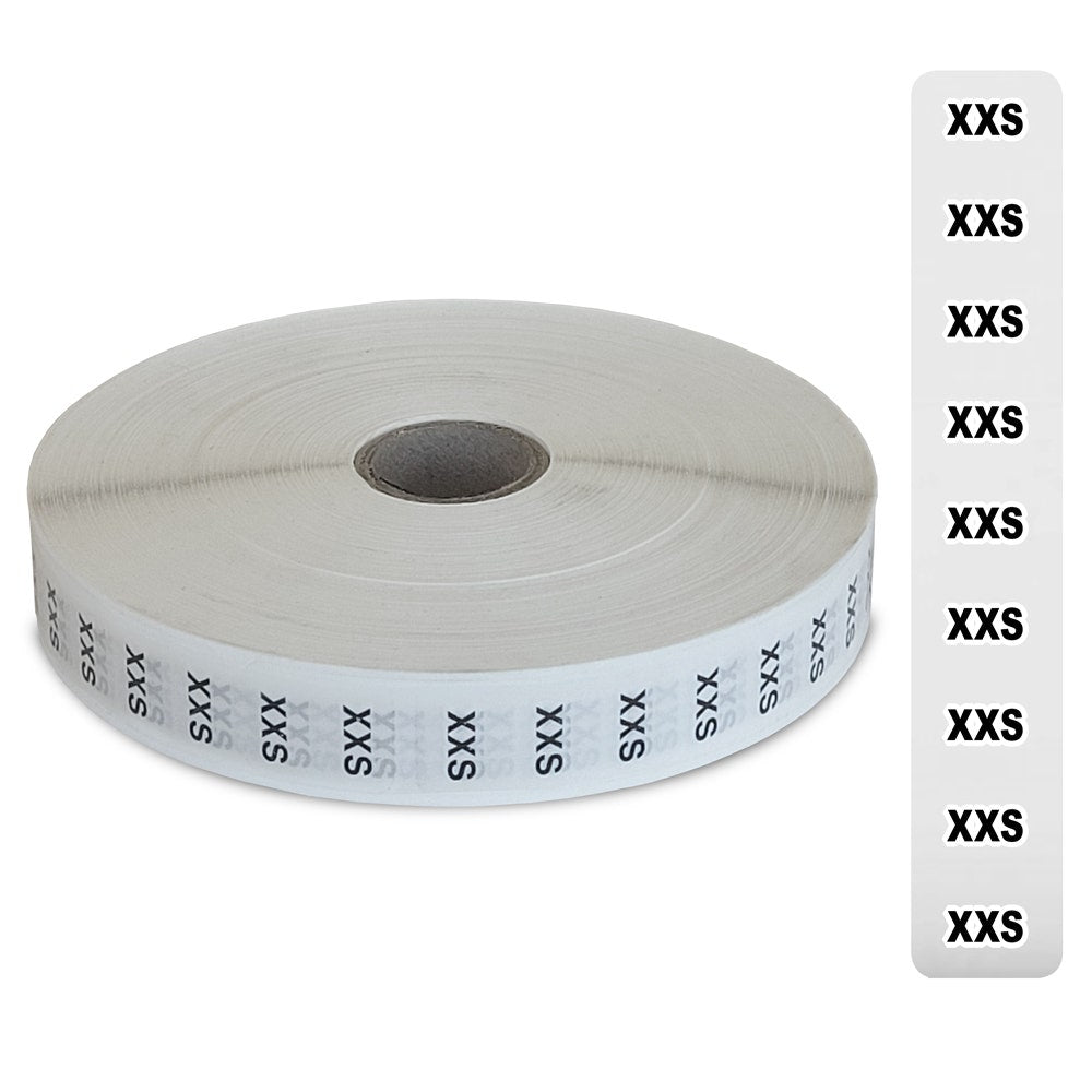 Clothing Size Sticker Strips | Roll of 1000 - Eddie's Hang-Up Display Ltd.