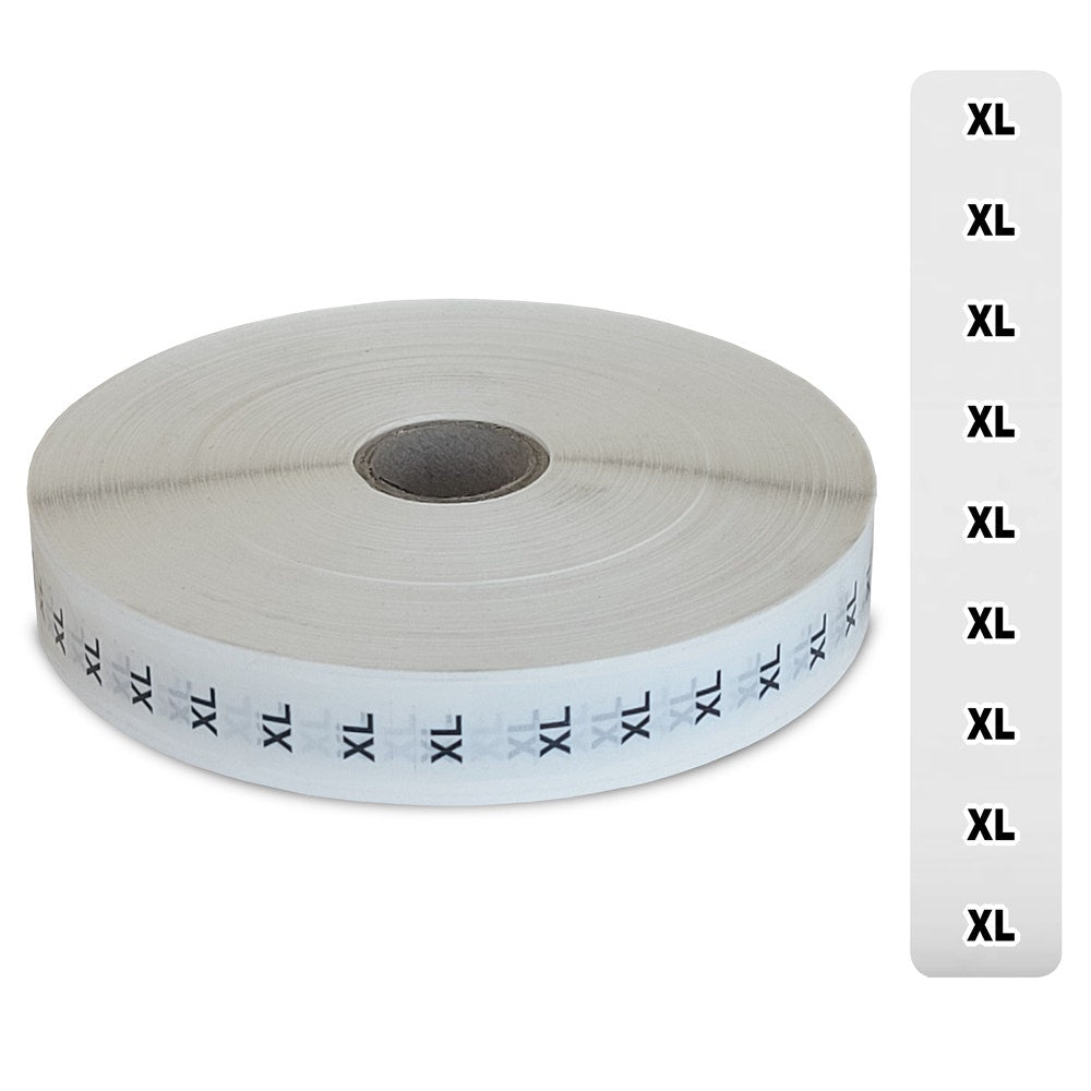 Clothing Size Sticker Strips | Roll of 1000 - Eddie's Hang-Up Display Ltd.