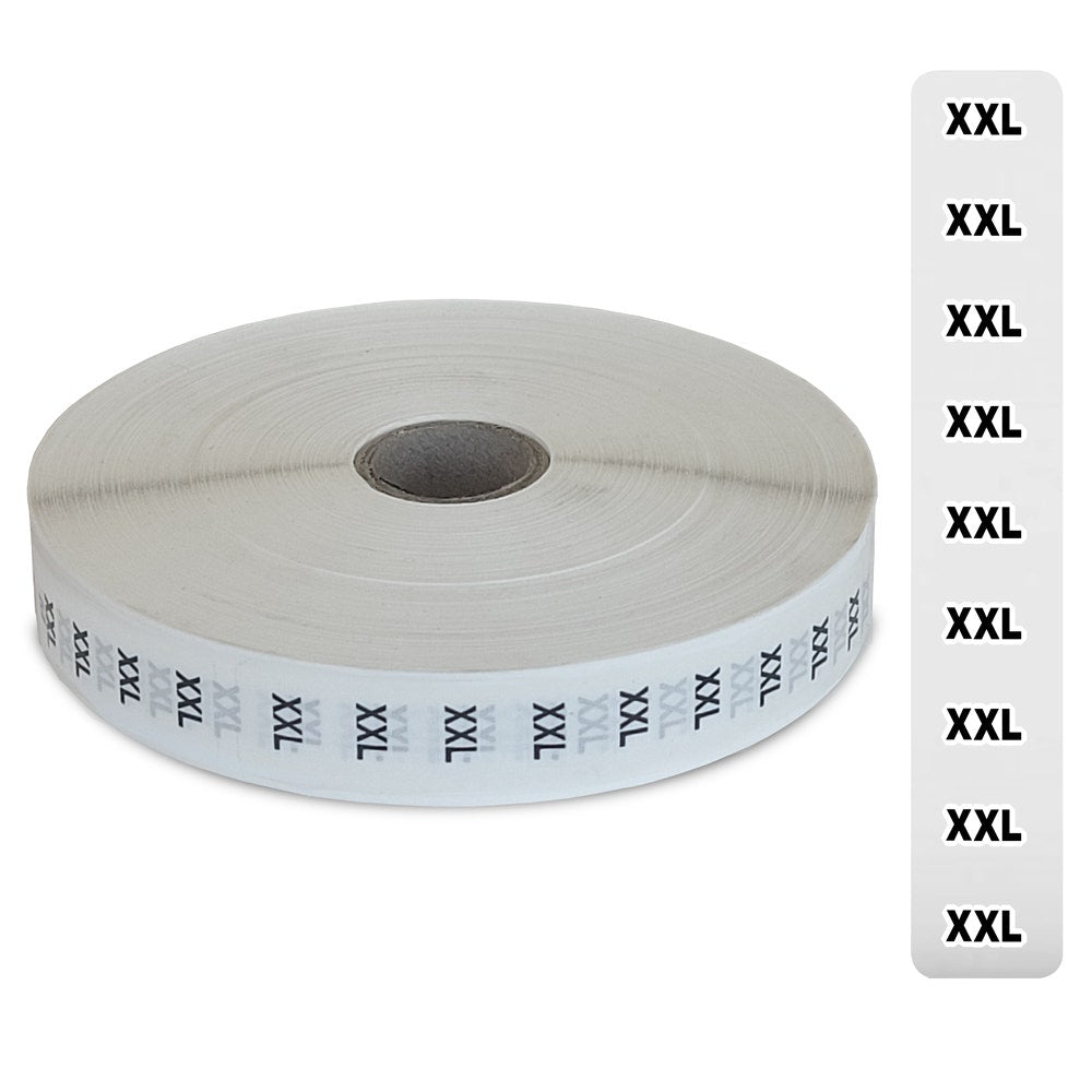 Clothing Size Sticker Strips | Roll of 1000 - Eddie's Hang-Up Display Ltd.