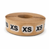 Roll of small size (XS) labels on a white background