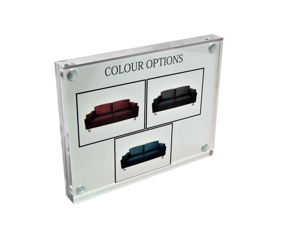 Deluxe Acrylic Two Panel Sign Holders - Eddie's Hang-Up Display Ltd.