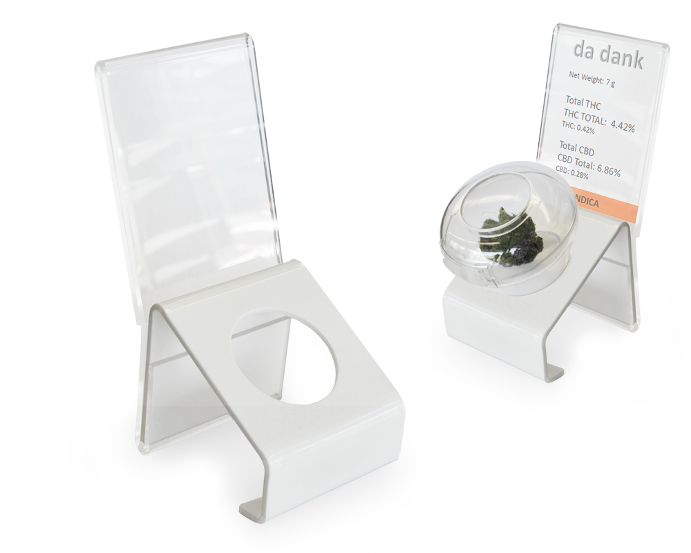 Angled Stand For Aroma Orb™ | White Acrylic | Optional Sign Holder