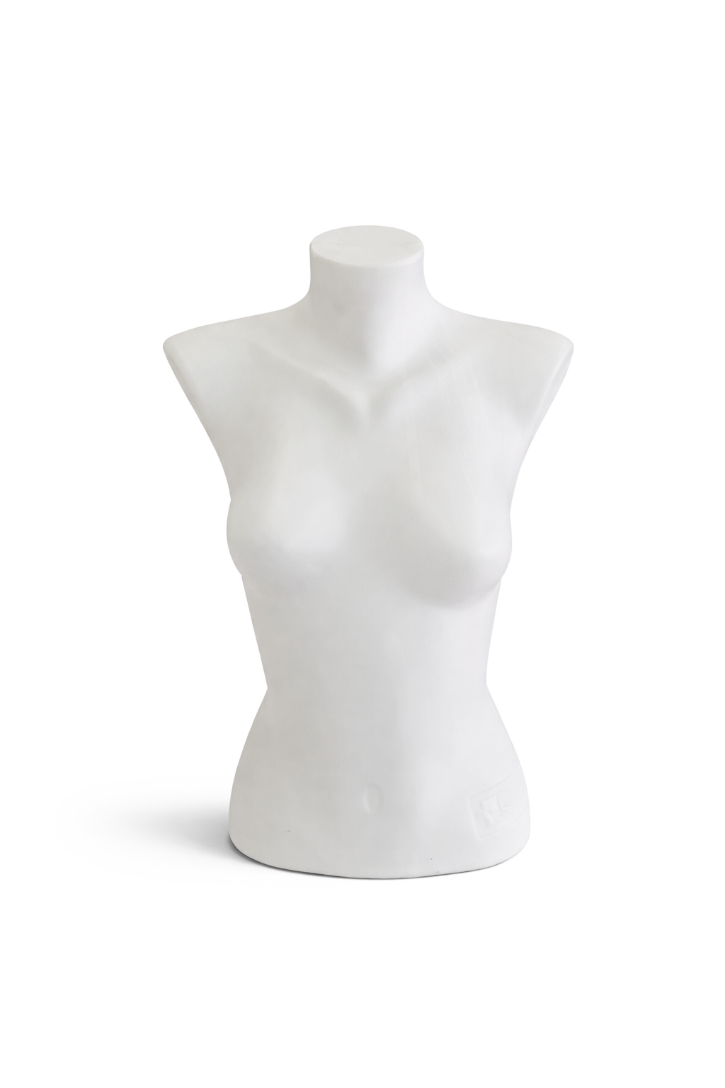 White mannequin torso on a white background