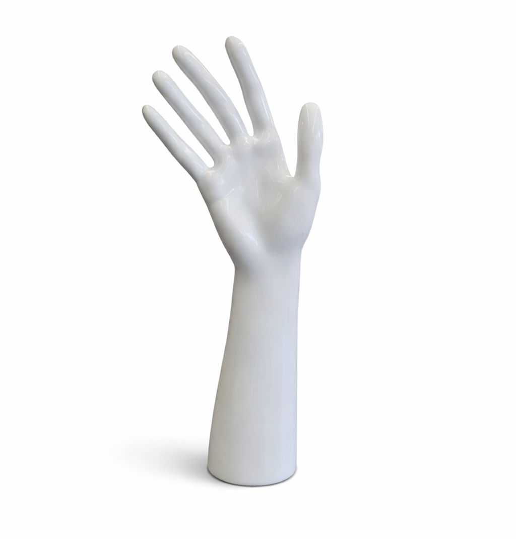 White hand display form on a white background