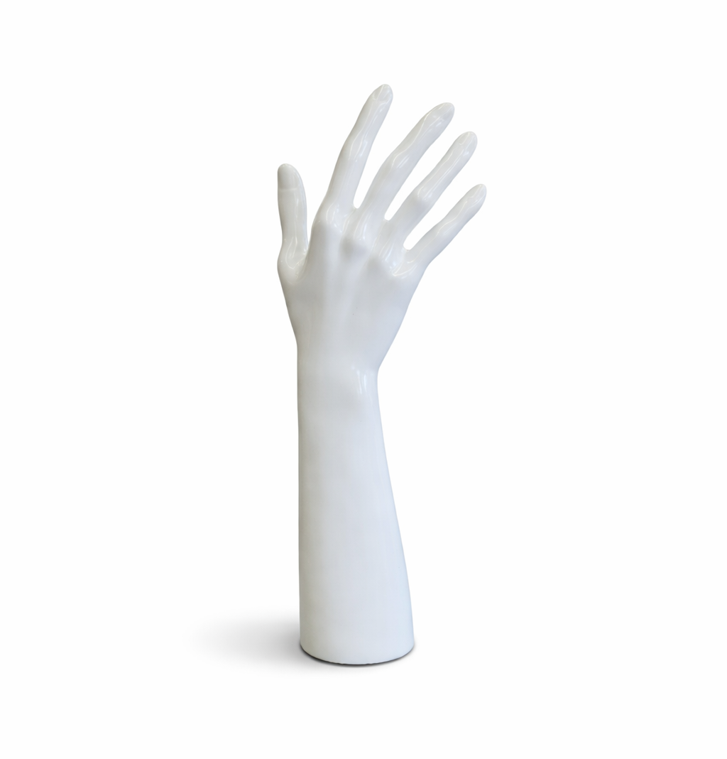White hand display form on a white background
