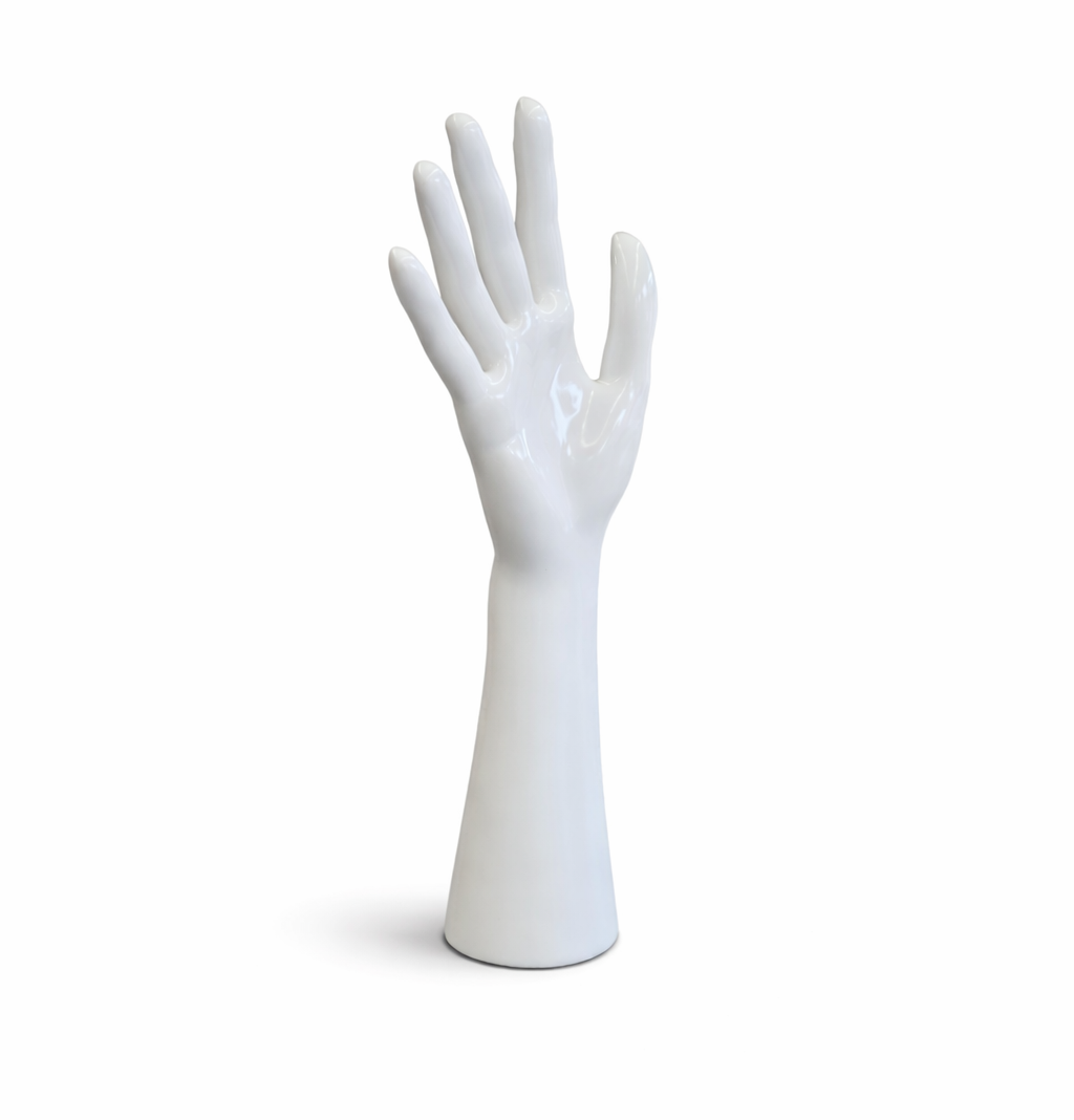 White hand display form on a white background