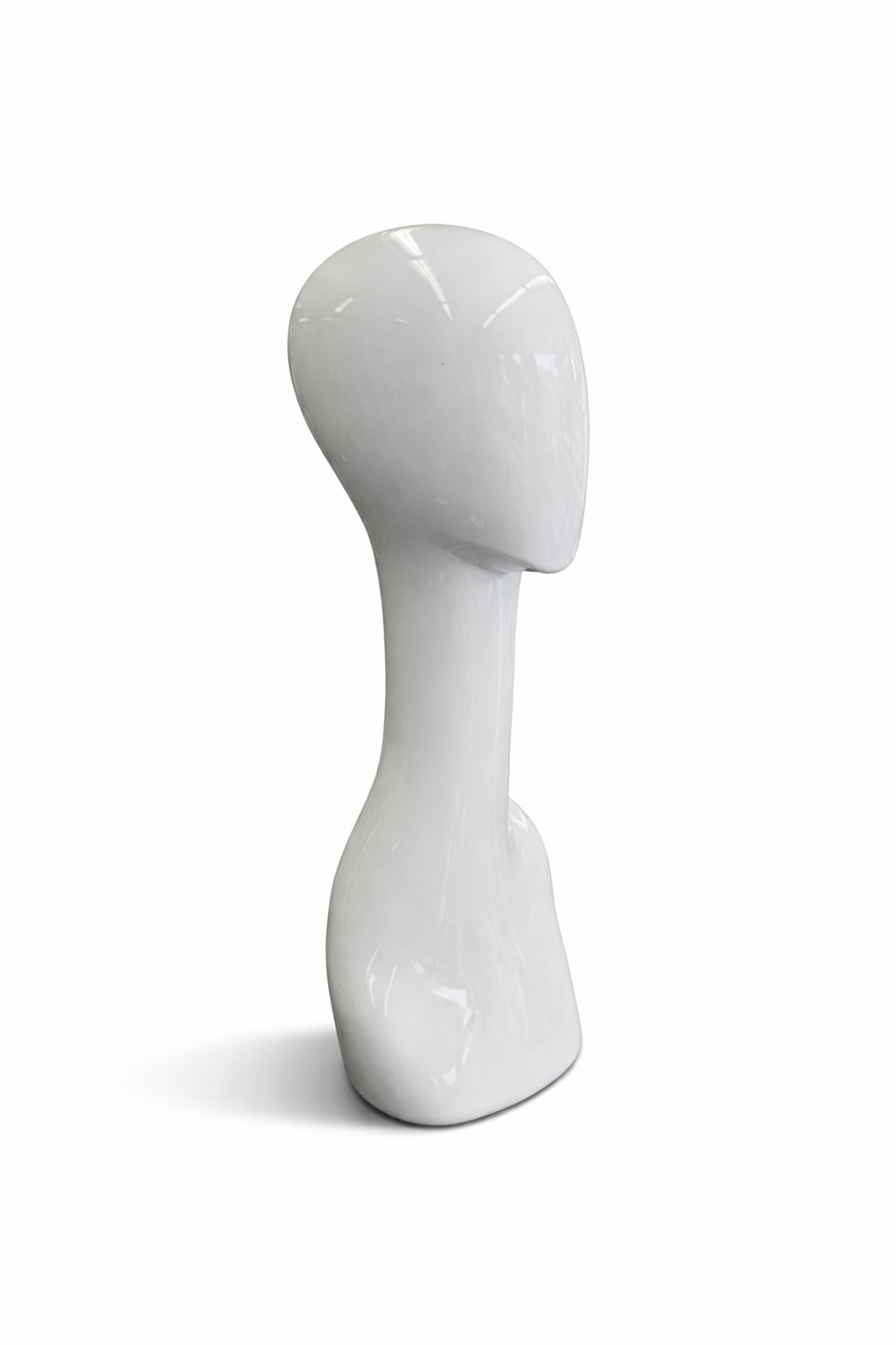 stylized mannequin head on white background