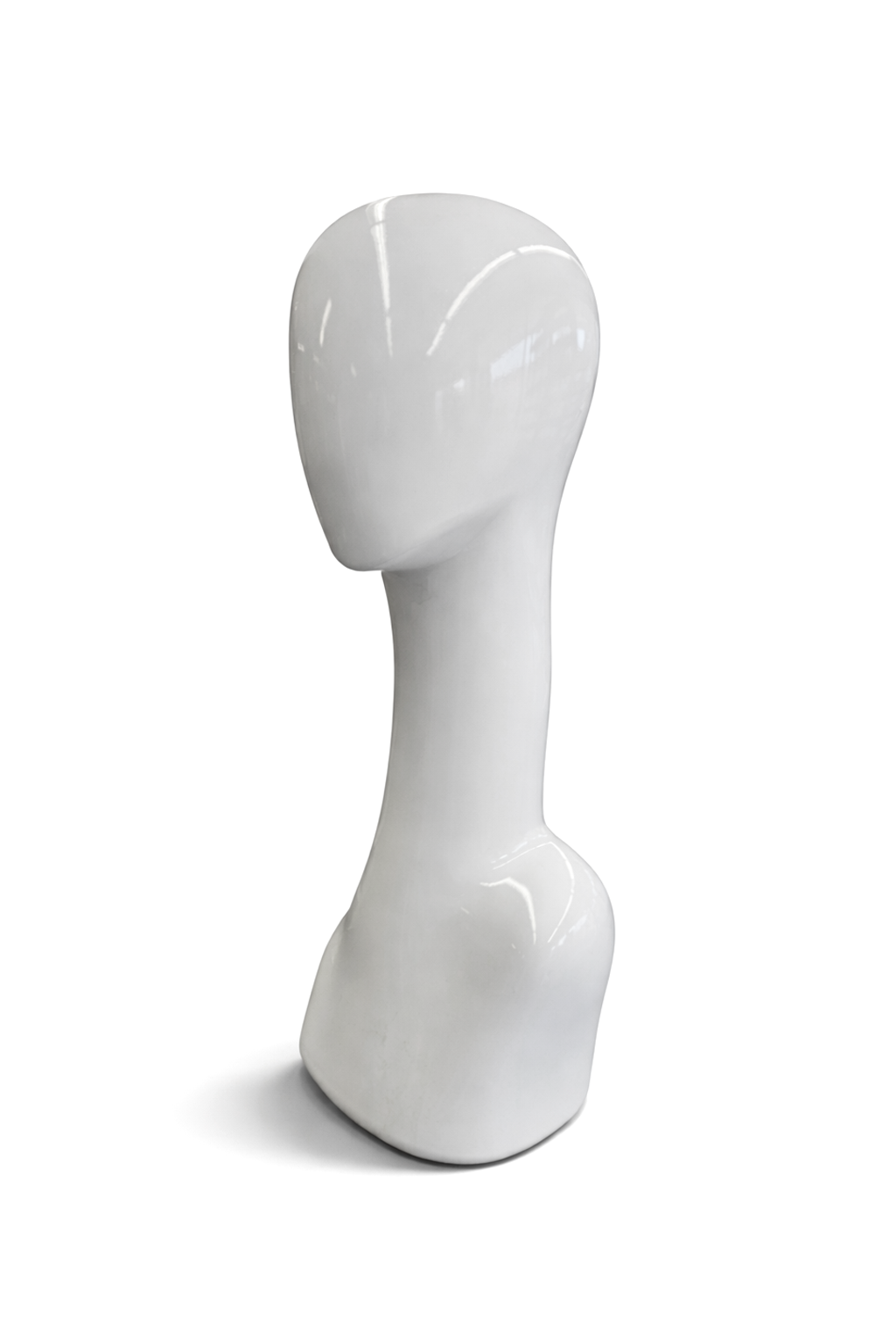 White mannequin head on a white background
