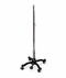 Black adjustable stand with wheels on a white background