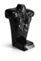 Black glossy display torso on a white background