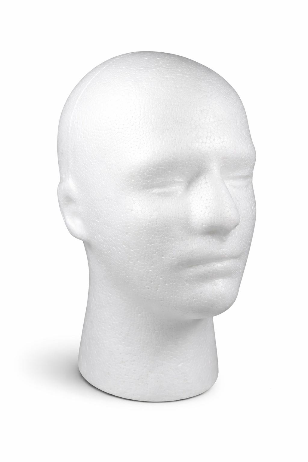 White mannequin head on a white background