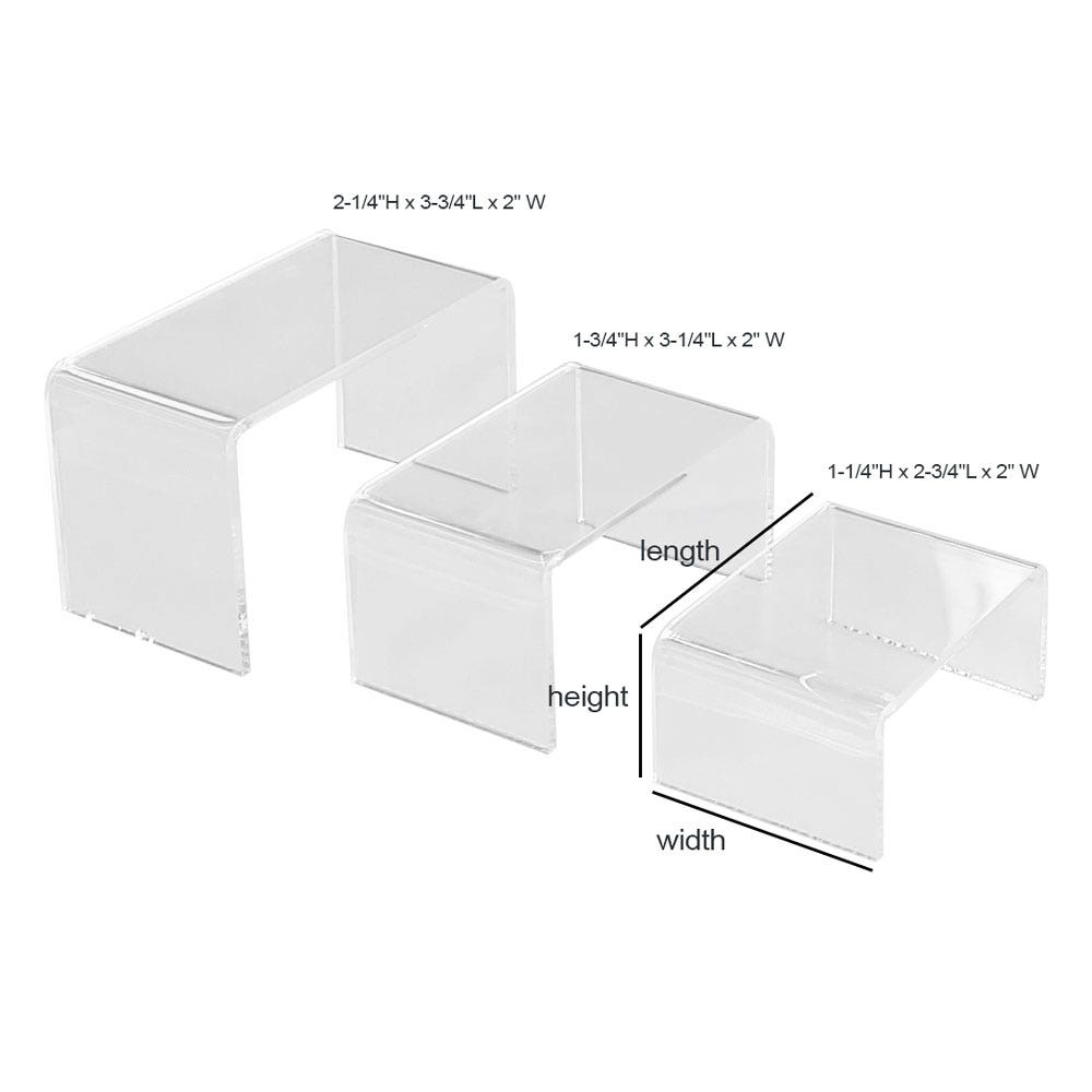 Mini Rectangular Risers | Set of 3 | Clear Acrylic - Eddie's Hang-Up Display Ltd.