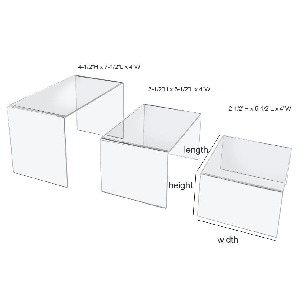 Medium Rectangular Acrylic Riser Set | 3 Pc – Eddie's Hang-Up Display Ltd.