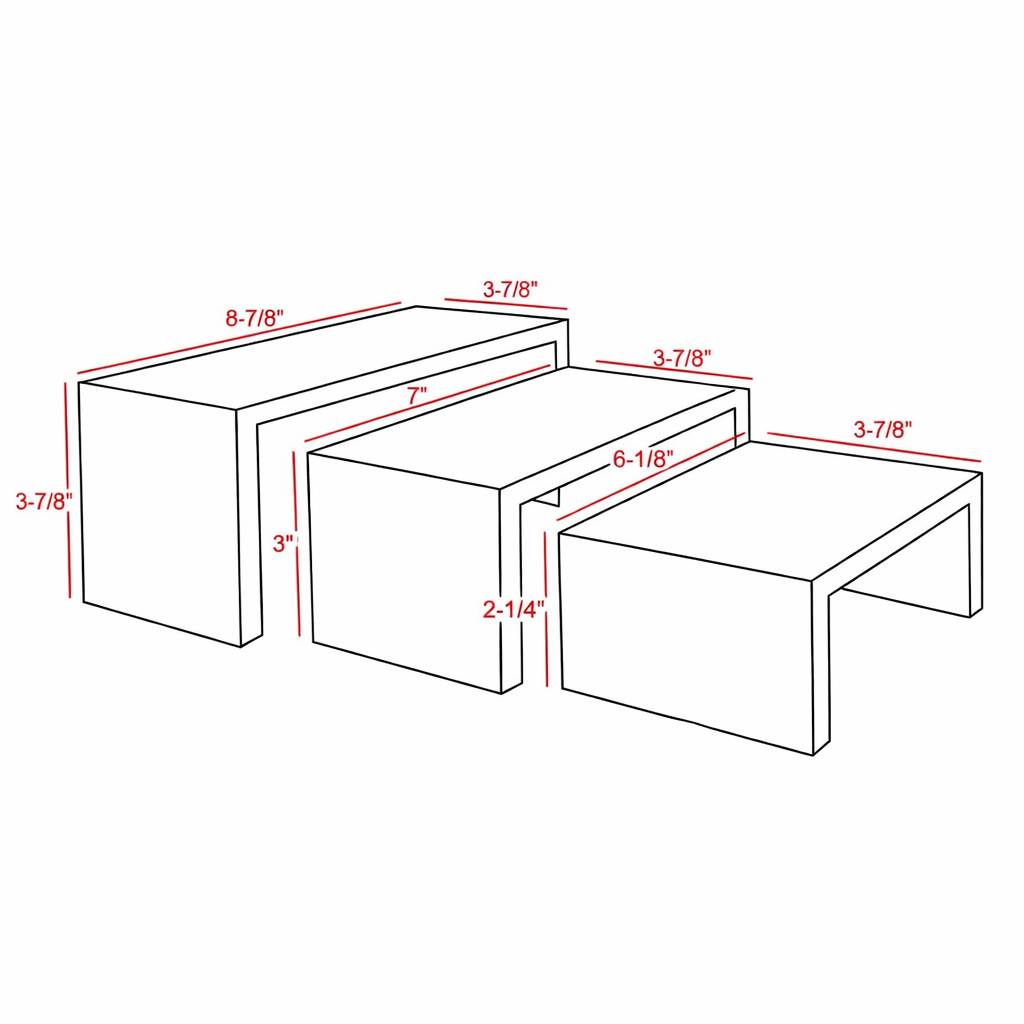 Wood Display Risers | Set of 3 | Rectangular | Medium - Eddie's Hang-Up Display Ltd.