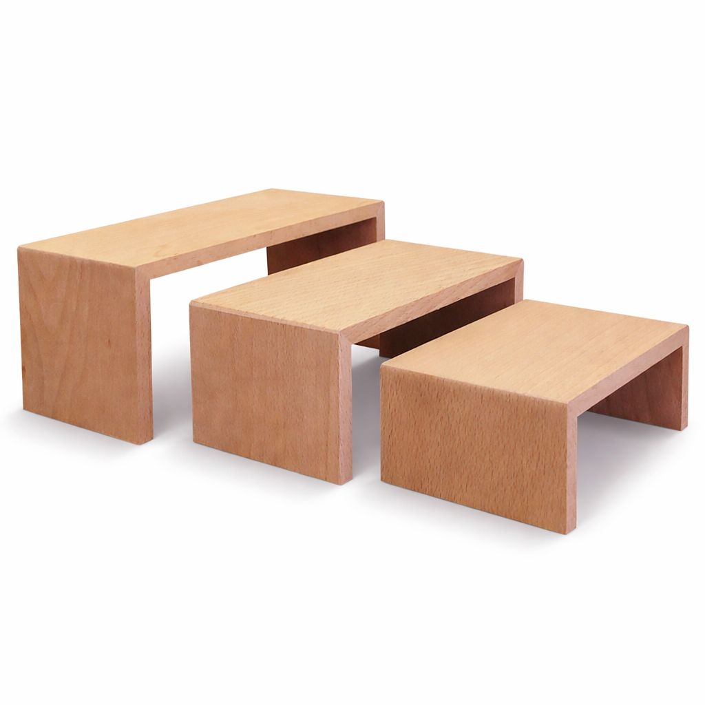 Wood Display Risers | Set of 3 | Rectangular | Medium - Eddie's Hang-Up Display Ltd.