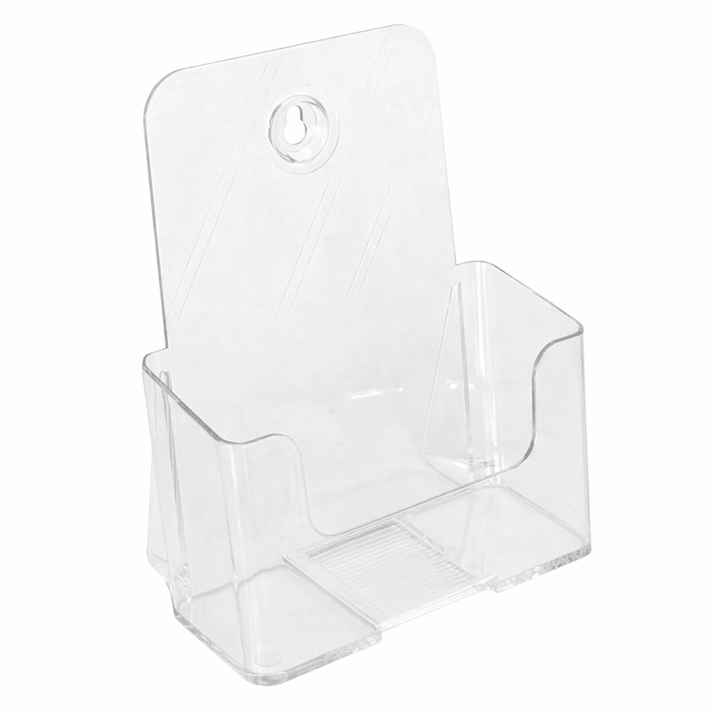 clear brochure stand on white background