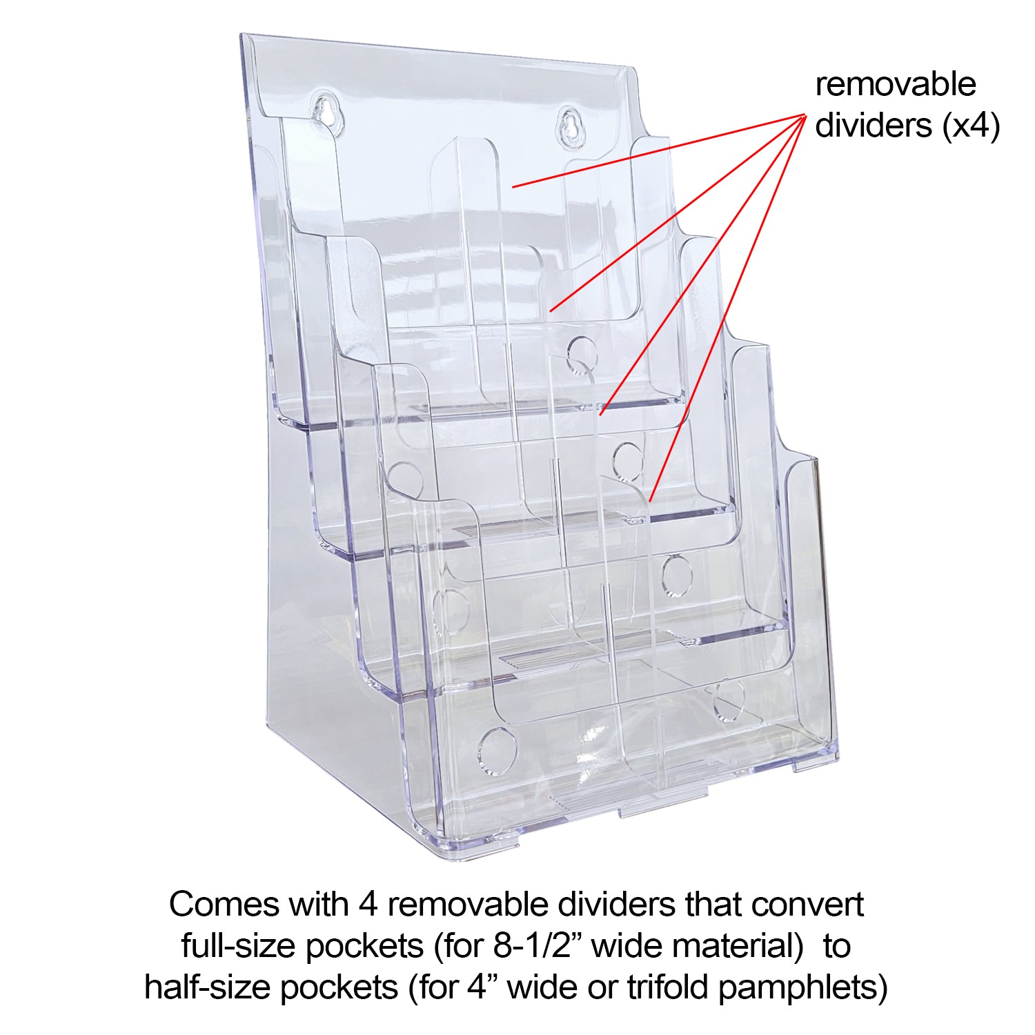 Brochure & Pamphlet Holder | Multi-Compartment | 8.5" or 4.25" Wide Material - Eddie's Hang-Up Display Ltd.